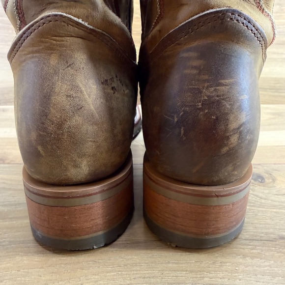 Double H Jase Boots Mens 12 D Brown Leather Square Toe Western Cowboy - Picture 7 of 11